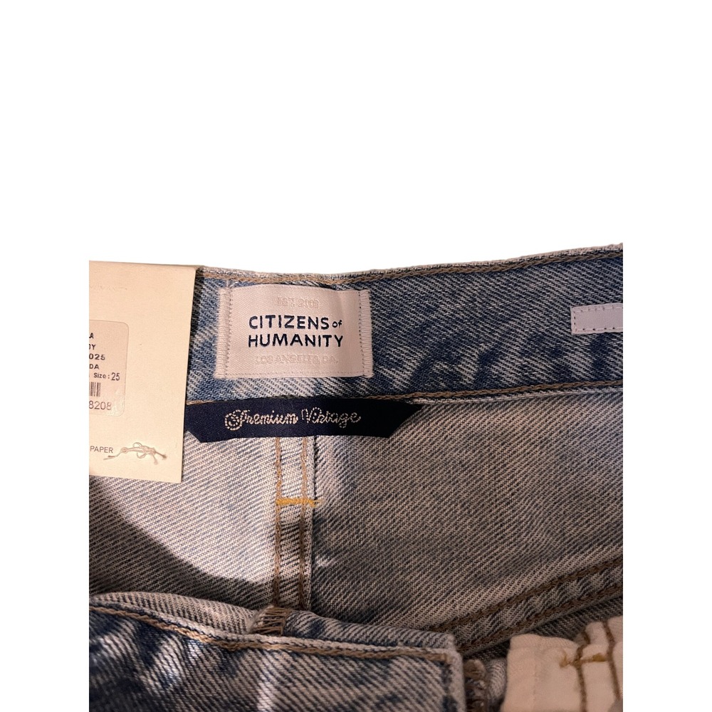 Citizens of Humanity Ayla Baggy Distressed High Rise Button Fly Jean Blue 25 NWT - Picture 7 of 15